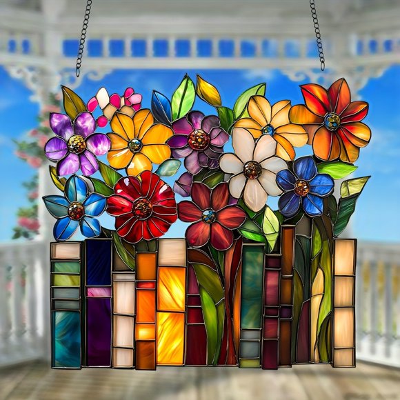 AKEGAMN Acrylic Hanging Ornament With Green Plant & Flower Pot Design – Stained Glass Decor Crafted from high - quality acrylic, the ornament is and lightweight, making it easy to in various locatio
