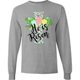 thumbnail image 3 of Inktastic He is Risen Floral Print Cross with Beautiful Flowers Long Sleeve T-Shirt, 3 of 5