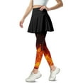 thumbnail image 2 of COEQINE Women Breathable Skirted Legging with Pockets Ruffle Pleated Comfy Athletic Tennis Skirt Flame Black Pattern Elastic Leggings with Skirts Fashion Full Length Yoga Leggings, L, 2 of 7