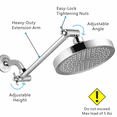 thumbnail image 3 of Adjustable 11-Inch Brass Shower Arm with Chrome Finish, 180-Degree Rotating Locking Joint for Customizable Height and Angle, Easy Installation for Rain, Handheld, and Fixed Shower Heads, Durable and, 3 of 6