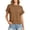 Brown, variant on Womens Short Sleeve Sweater Round Neck Ruffled Hem Knit Crochet Pullover Summer Fall Casual Top Blouse