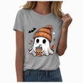 thumbnail image 4 of TOWED22 Fall Shirts for Women Cute Ghost with Coffee Pumpkin Graphic Casual Halloween Tee Autumn Thanksgiving Tops(Light Gray,3XL), 4 of 6