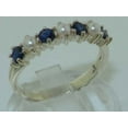 thumbnail image 2 of LBG 18k White Gold Cultured Pearl & Sapphire Womans Eternity Band Ring - Size 10, 2 of 6