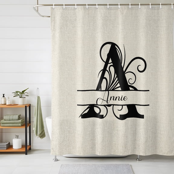 Shower Curtains for Bathroom, Letter A Waterproof Fabric Shower Curtain, Monogram Words Decorative Bathroom Curtain for Bathtub, 72"x72", No Hooks Included
