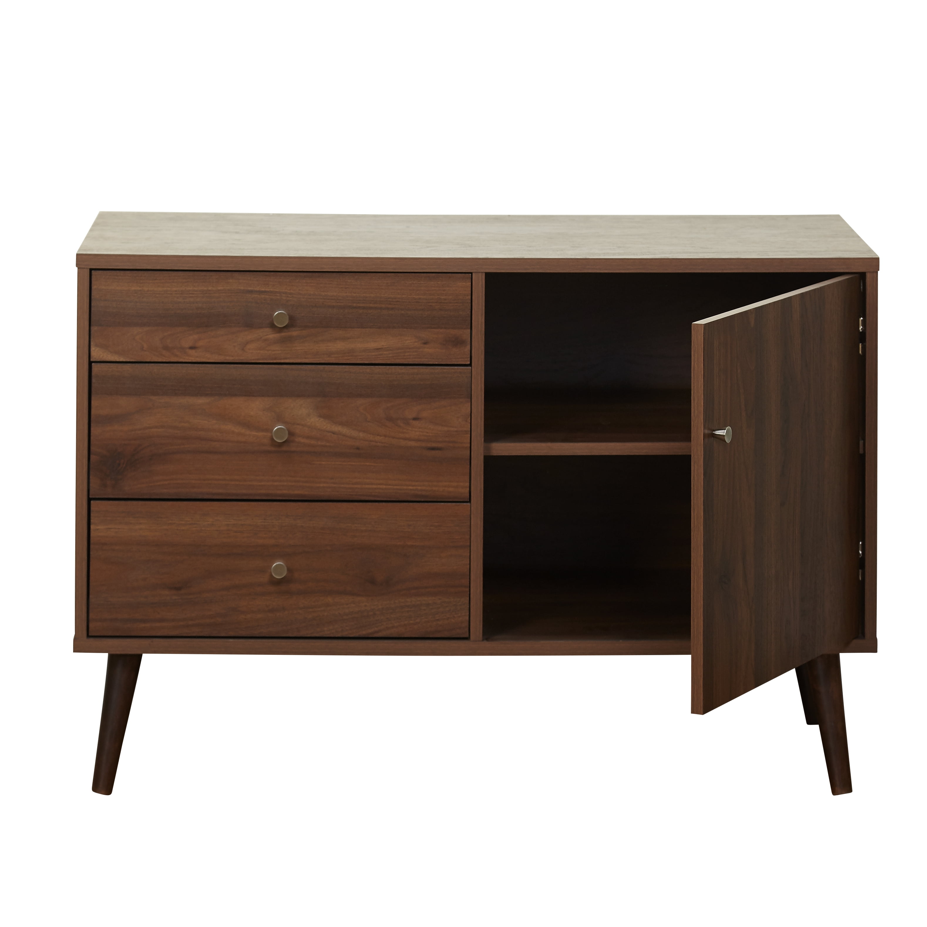 TMS Carroll 40” Wide Mid Century Modern Dining Room Sideboard Buffet, Walnut Finish