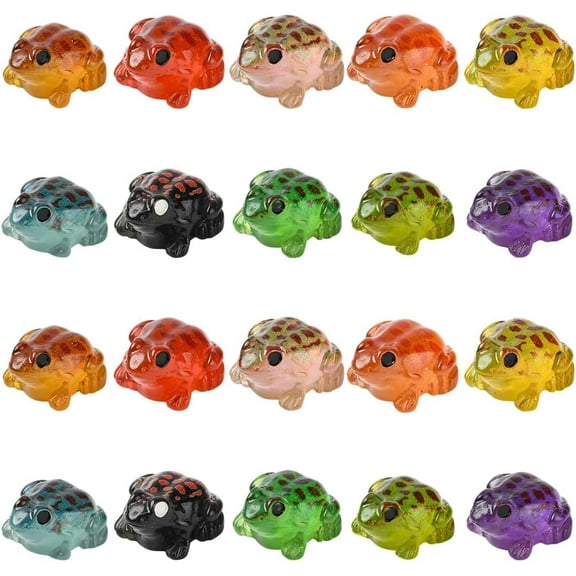 40Pcs 10 Colors Mini Resin Frogs Luminous Landscape Figurines Animals Glow in The Dark Colorful Small Ornaments Figures Accessories