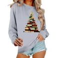 thumbnail image 1 of Lovzfmll Chandail Sans Capuche Imprimé de Noël pour Femmes, Col Rond Coupe Décontractée Gris, 2TG, 1 of 6