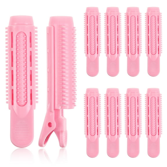 10 Pcs Hair Curler Grips Crimper Tool Rollers Bang Clips Curls Pink Abs Miss