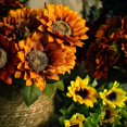 thumbnail image 6 of Dalrosia Vintage Artificial Sunflowers 18.9 Inches with Long Stem Silk Orange Sunflowers Faux Flower for Home Wedding Garden Thanksgiving Decoration, 6 of 8
