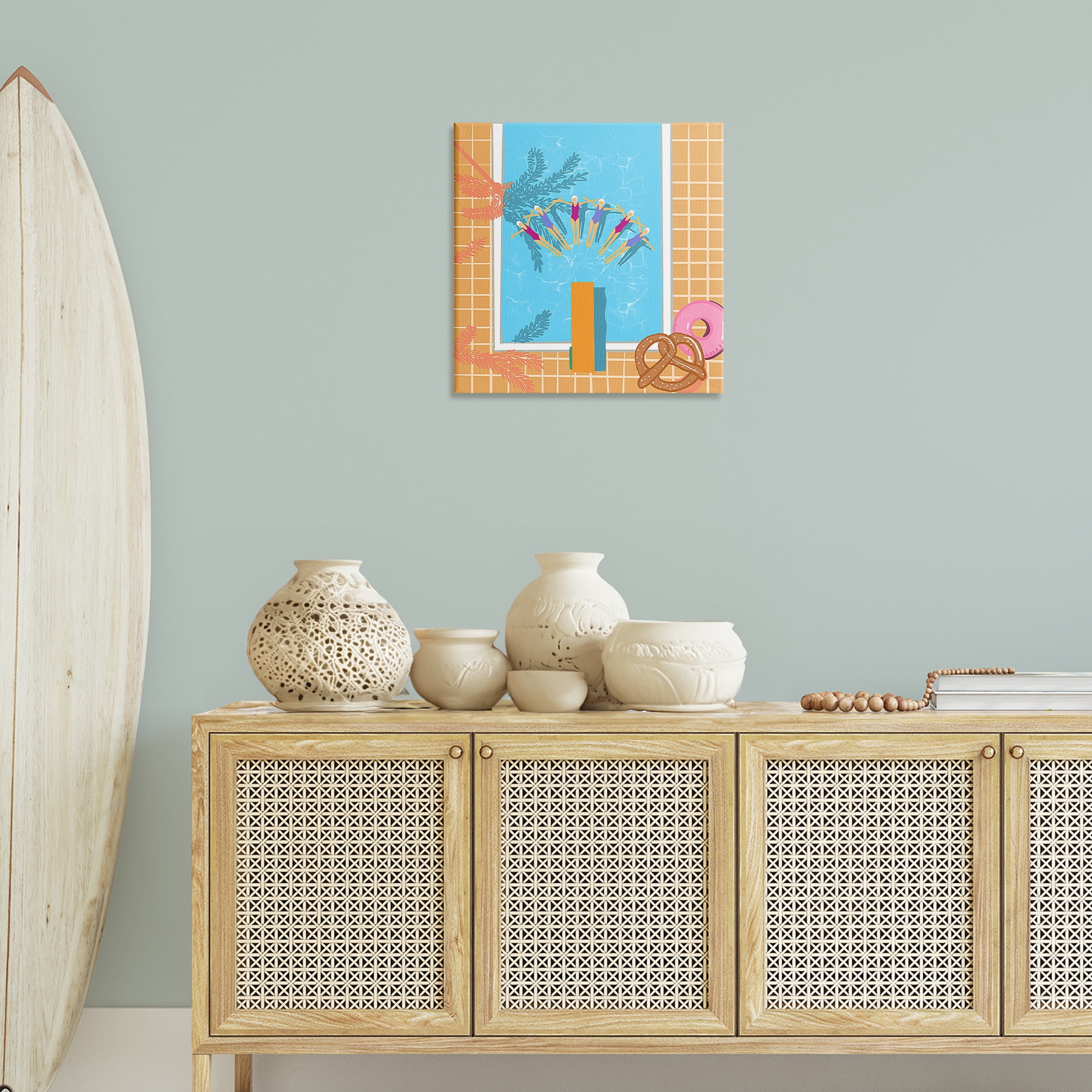 Stupell Industries In Sync Pool Swimmers People Painting Wrapped Canvas Art Print Wall Art, 24 x 24