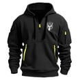 thumbnail image 2 of Jinhomg Graphic Hooded Sweatshirt for Men 2025 Trendy Deer Print Cargo Hoodies Big and Tall Comfy Long Sleeve Quarter Zip Tops with Multi Pockets Black XXXL, 2 of 3