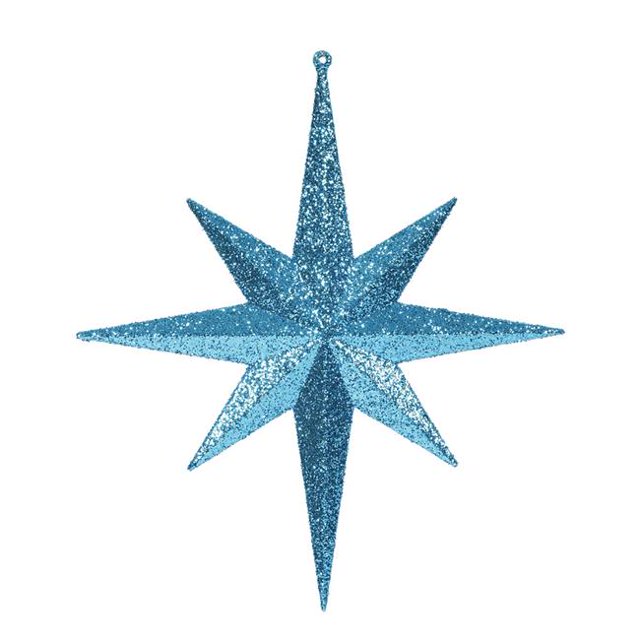 Teal Glitter Bethlehem Star Ornament - 12 in. - 2 Per Bag