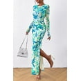 thumbnail image 4 of PRETTYGARDEN Women's Bodycon Maxi Dress Fall Spring Fashion Long Sleeve Floral Print Tight Fitted Party Club Ruched Dresses, 4 of 8