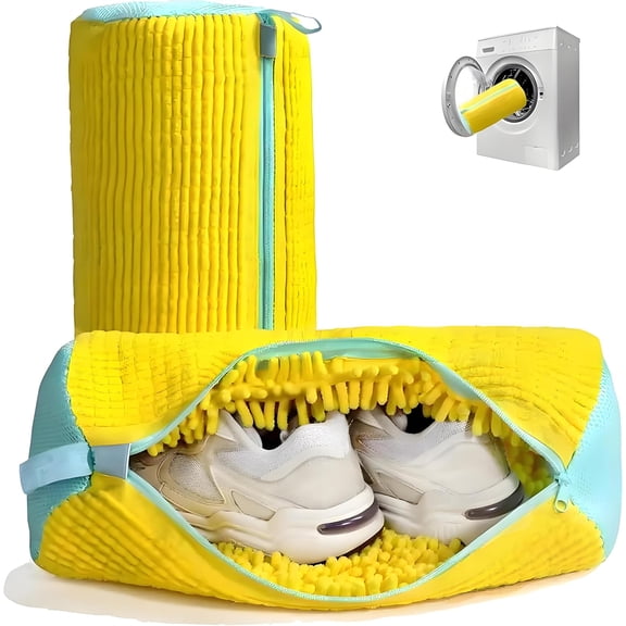 Woaeety Shoe Washing Machine Bag,Reusable Shoe Washing Bag Shoe Laundry Bag for Washer and Dryer,360° Deep Clean with Zipper & Mesh Protection,Suitable for All Shoe Types, 2-pack (Yellow)