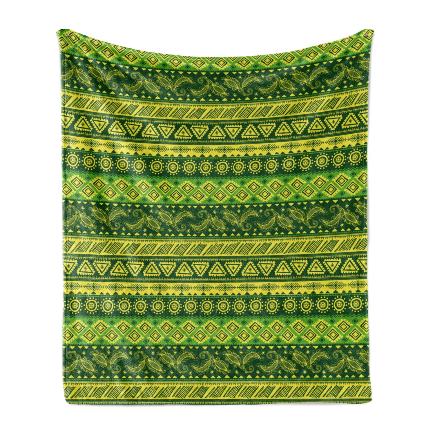 Mexican Print Soft Flannel Fleece Throw Blanket, Oriental Hand Drawn