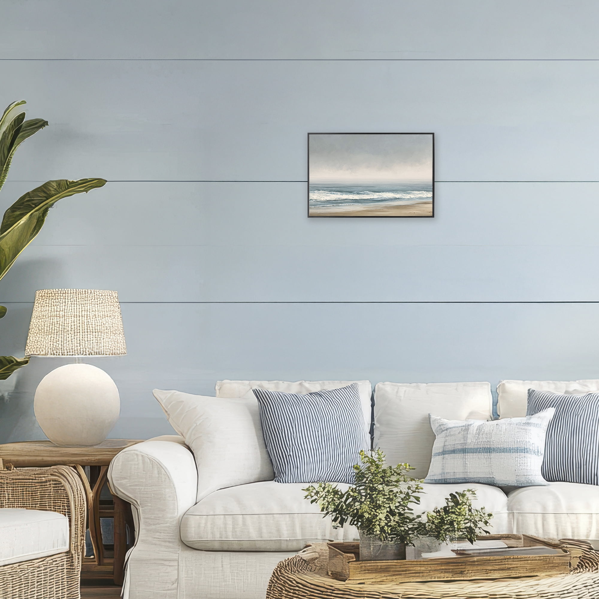 Stupell Industries Tranquil Mist Beachscape Black Framed Giclee Art, design by Jacky Ngan