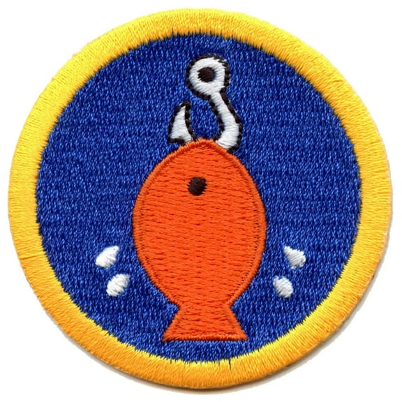 Fishing Scout Merit Badge Embroidered Iron on Patch