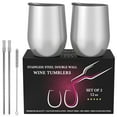 thumbnail image 2 of Stainless Steel Insulated Wine Tumbler - Stainless steel by Chillout Life for Unisex - 2 x 12 oz Tumbler, 2 of 5