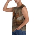 thumbnail image 3 of Lsque Oil Painting Chicken And Duck Print Men's Cotton Blend Sleeveless Muscle Shirts (S-3XL)- Moisture Wicking, Odor Protection, UPF 30+,X-Large, 3 of 8