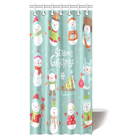 Pop Christmas Holidays Shower Curtain And Hooks 36x72 Inch