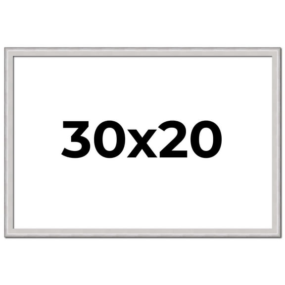 30x20 Frame Silver Inner Slope Bevel Picture Frame | 1 Inch Moulding Width | 0.75 Inch Rabbet Depth