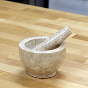 Cilio Champagne Marble Mortar and Pestle, 4-Inch, Cream