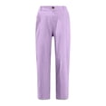 thumbnail image 7 of Linen Pants Women Elastic Waist Cropped Button Summer Lounge Pants Straight Leg Ankle Length Cotton Linen Slacks Purple XXL, 7 of 7