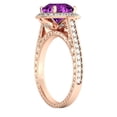 thumbnail image 6 of Amethyst 2.10 ctw Ring with Diamonds 14K Rose Gold Halo Filigree With Accents, 6 of 7