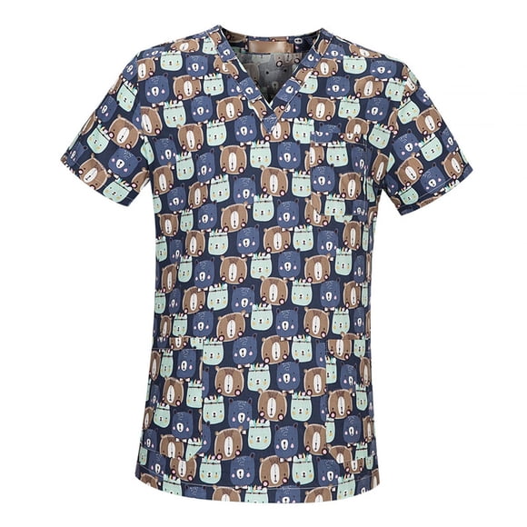 Top exfoliante con escote en V para enfermera, ropa de trabajo, uniforme de enfermería, cómodo y duradero para hombre XL jinwen Top médico