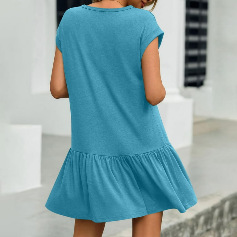 Mini Dress Frill Hem T Shirt Dress Summer T Shirt Dress For Women