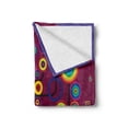 thumbnail image 2 of Trippy Soft Flannel Fleece Throw Blanket, Funny Geometric Circle and Square Shaped Tree Branches Vibrant Retro Art Image, Cozy Plush for Indoor and Outdoor Use, 50" x 70", Purple Maroon, by Ambesonne, 2 of 6