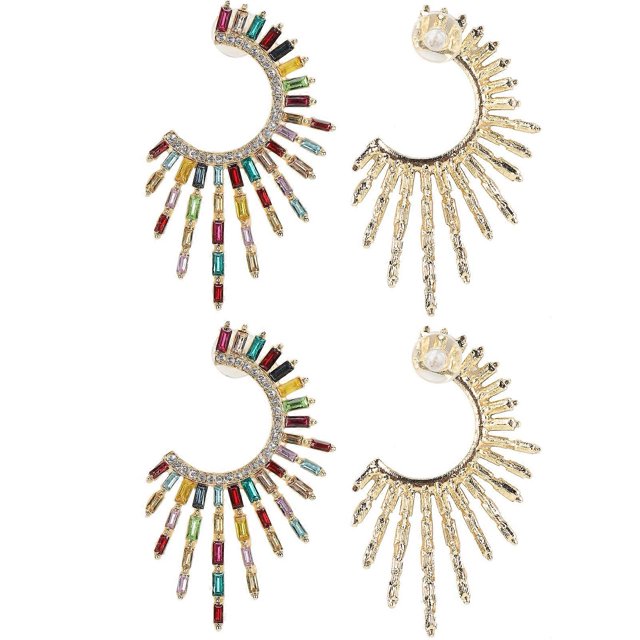 2Pair Simple Irregular Geometric Semi?circular C?shaped Full Decoration Fashion Earrings