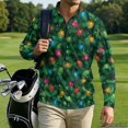 thumbnail image 4 of Aplkyhs Green Christmas Lights Men Workout Tops Long Sleeve Cloth Lightweight with Collar Shirt Fit Plain Machine Washable for Golf Tennis Hiking Running Gym, 4 of 7