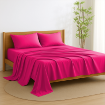 Amay Soft Luxury Organic Cotton Full Bed Sheet Set, 4-Piece, 500 Thread Count, Deep Pocket, Soft, Comfortable, All-Season Bedding, Hot Pink