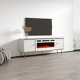 thumbnail image 3 of Camelia WH-EF Fireplace TV Stand for TVs up to 70", Mid-Century Modern Matte 63" Entertainment Center, Electric Fireplace TV Media Console with Storage Cabinets, 3 of 6