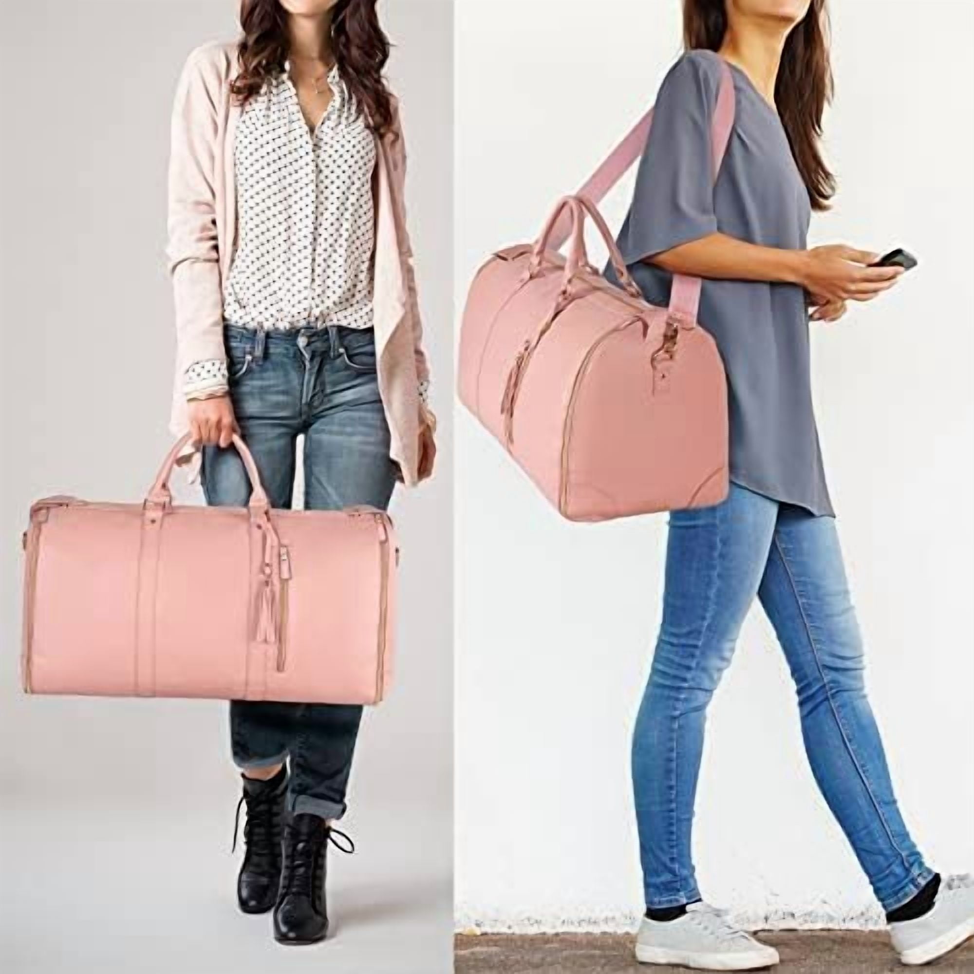 Rolling travel duffle, convertible suitcase, garment bag with wheels, PU leather construction, 3-in-1 design, shoe storage compartment, business trip essential, overnight luggage, wedding