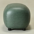 thumbnail image 5 of 23" Wide Faux Leather Upholstered Ottoman, Mid-Century Modern Living Room Footrest with Soft Padded Seat, Footstool for Bedroom, Entryway or Living Room, Green, 5 of 12