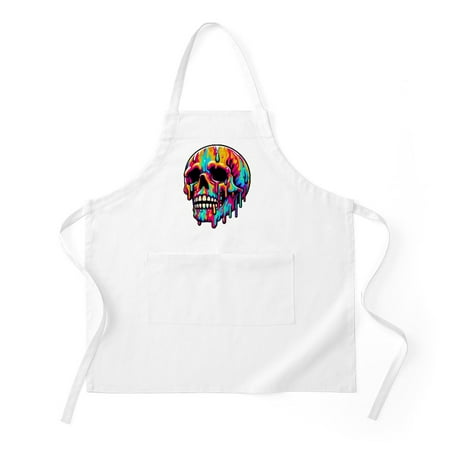 

CafePress - Vibrant Melting Skull - Kitchen Apron with Pockets Grilling Apron Baking Apron