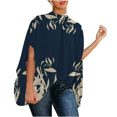 

Women Summer Top Turtleneck Batwing Sleeve Blouse Fashion Solid Color Casual Shirts Comfy Flowy T-shirt Loose Tee
