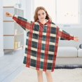 thumbnail image 5 of FORMRS Wearable Blanket Hoodie with Sleeves for Kids Cozy Flannel Sweatshirt, Vibrant Red Tartan Pattern, 5 of 7