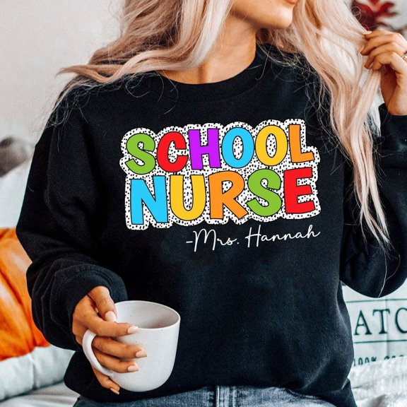 School Nurse Dalmatian Sweatshirt, Custom Name Nurse Shirt, Cute Nursing Student Gift, Dog Lover Nurse Crewneck