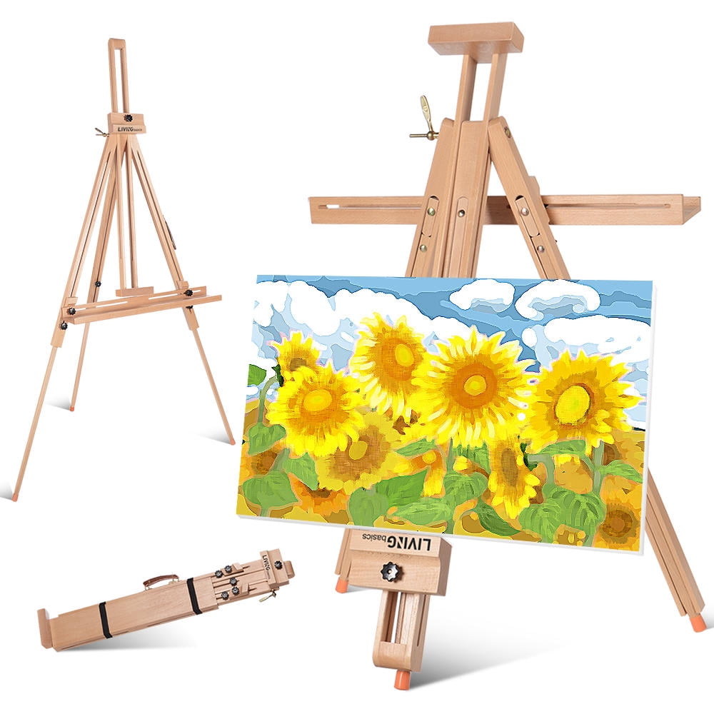 Wood Painting Easel Stand, Portable Art Floor Tripod Easel for Painting ...