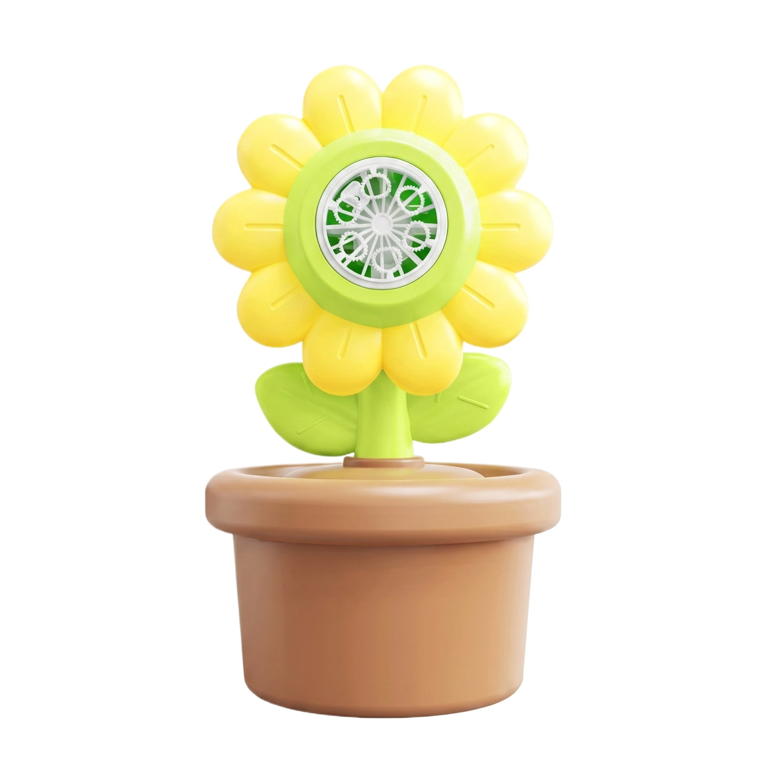 Electric Sunflower Bubble Blowing Machine with LED Lights and Music, Complete Set with Bubble Solution and Battery for Outdoor Parties and Backyard Fun (Yellow)