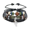 thumbnail image 2 of Ziurtnc Unisex Bracelet Beads Music Scale Pendant Multi Layers Vintage Ethnic Style Faux Leather Tassel Adjustable Star Women Men Bracelet, 2 of 7