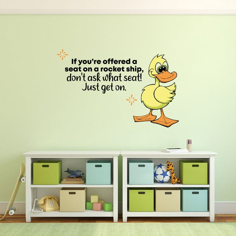 Rocket Ship Duck Animal Life Quote Cartoon Quotes Decors Wall Sticker Art  Design Decal for Girls Boys Kids Room Bedroom Nursery Kindergarten Home