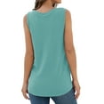 thumbnail image 3 of JWD Womens Waffle Knit Tunic Casual Blouse Sleeveless Cute Twist Knot Tank Tops Blue Green 2XL, 3 of 3