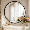 thumbnail image 2 of Mirrasia 32" Round Wall Mirror Decoration Hanging Mirror With Beaded Frame,Black, 2 of 6