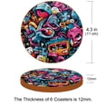 thumbnail image 3 of Graffiti 6PCS Round Coasters Set, Microfiber Leather Drink Coasters with Holder, 11x11 cm/4.3x4.3 in, 3 of 6
