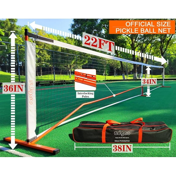 22FT Regulation Pickleball Net Kit with Portable Steel Frame & Carry Bag for Driveway & Backyard