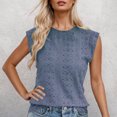 thumbnail image 2 of Cropped Tops para Mujeres Verano Suave de punto acanalado plisado Slim Túnica Tops Casual Sólido de manga corta Crewneck Salir Camisas, 2 of 8